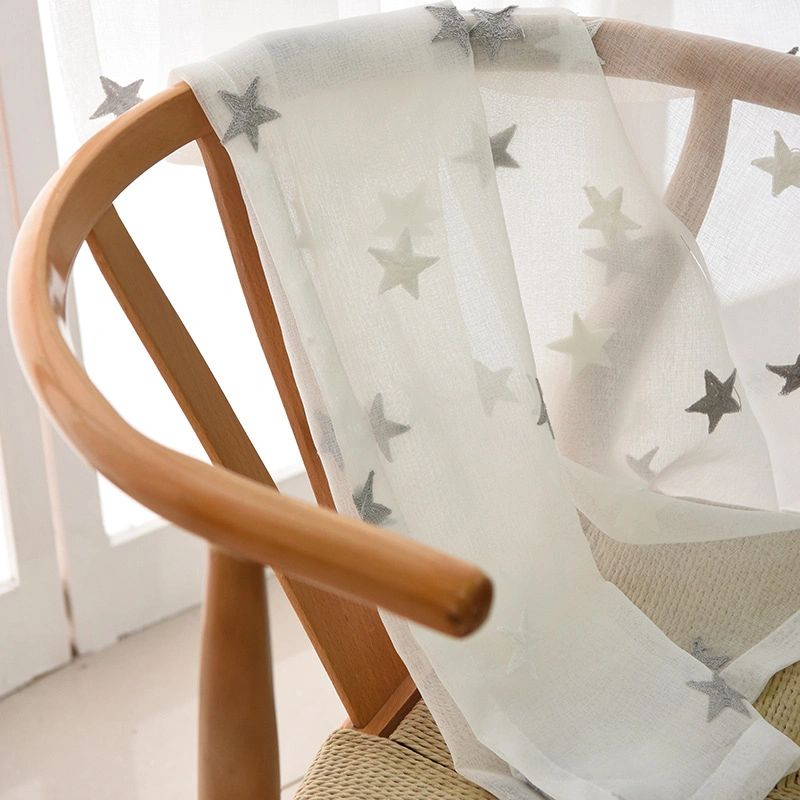 Five Pointed Star Embroidery Window Screen Cartoon Children′ S Room Small and Fresh Living Room Bedroom Float Window Finished Product